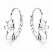 Sterling Silver Cat Bow Earrings