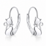 Sterling Silver Cat Bow Earrings