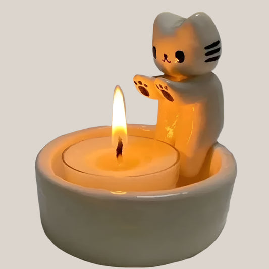 "Warming Paws" Cat Tea-light Candle Holder