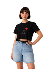 Cat Playful Heart Crop Top