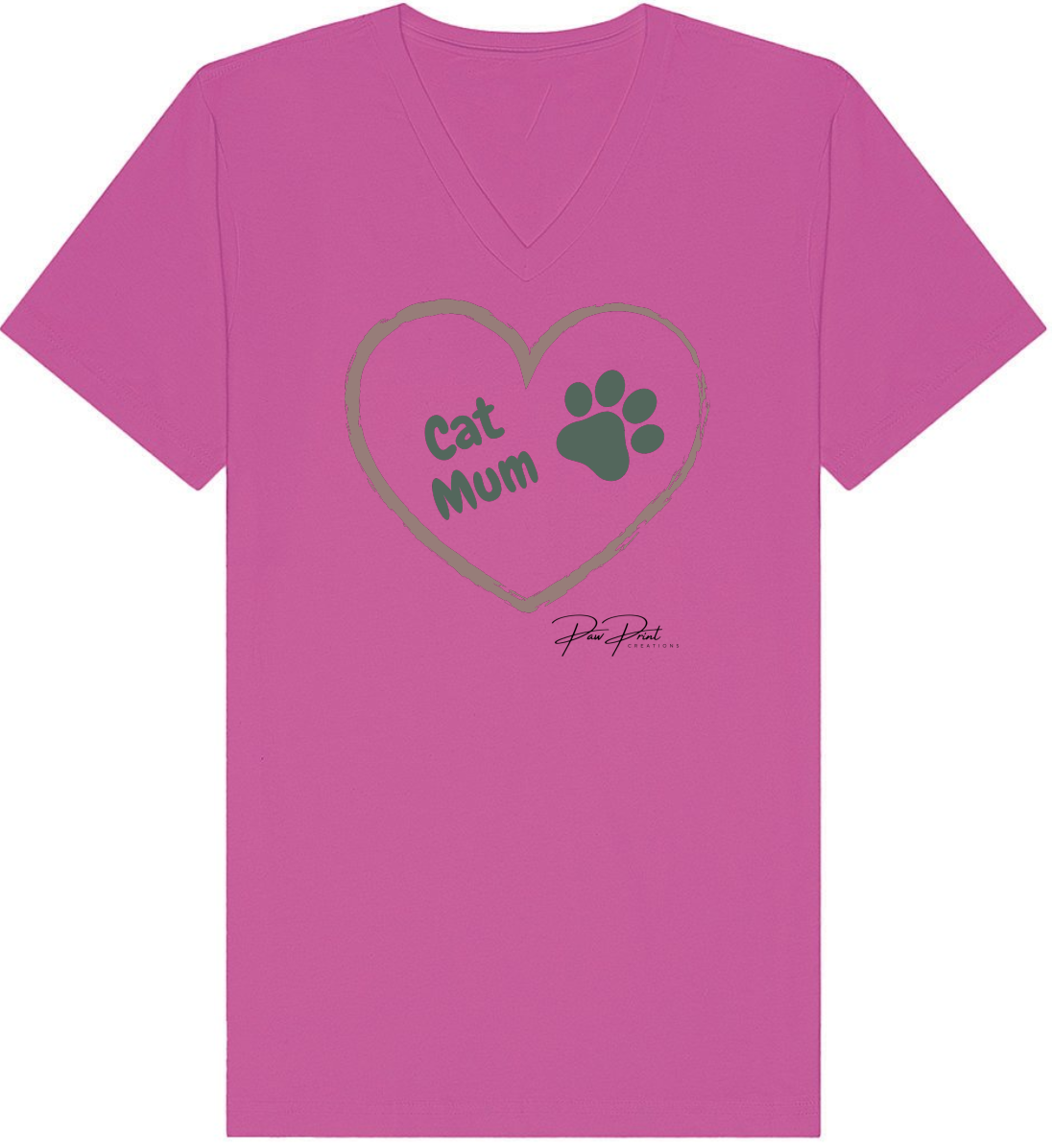 Cat Mum Pawprint Heart T-Shirt