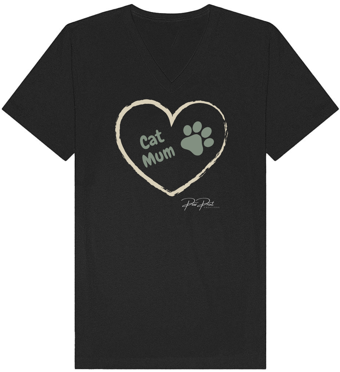 Cat Mum Pawprint Heart T-Shirt