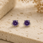 Sterling Silver Cat Sparkle Stud Earrings