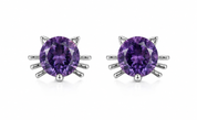 Sterling Silver Cat Sparkle Stud Earrings