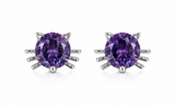 Sterling Silver Cat Sparkle Stud Earrings