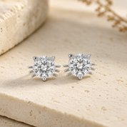 Sterling Silver Cat Sparkle Stud Earrings