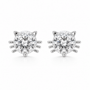 Sterling Silver Cat Sparkle Stud Earrings