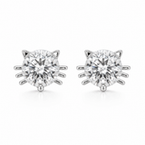 Sterling Silver Cat Sparkle Stud Earrings