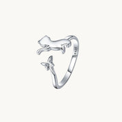 Sterling Silver Cat & Butterfly Adjustable Ring