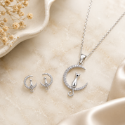 Sterling Silver Cat on the Moon Jewellery Set