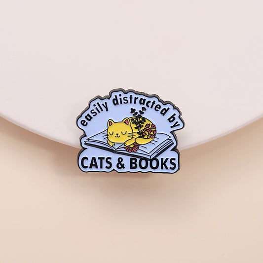 Easily Distracted by Cats & Books - Lapel Pin