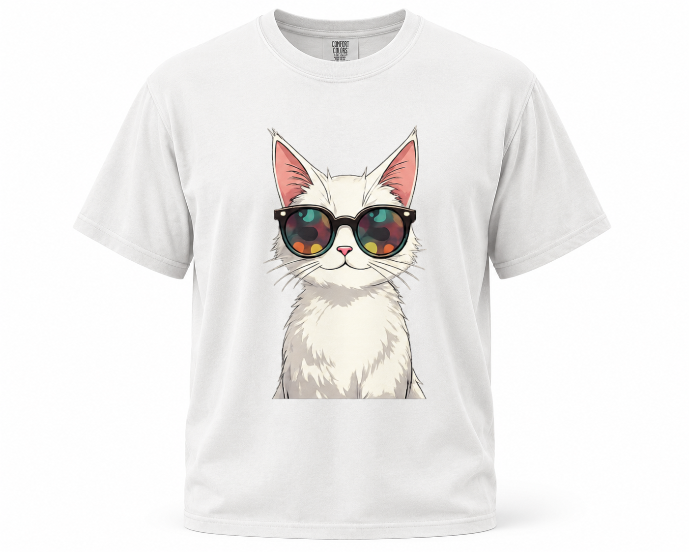 Cool White Cat Heavyweight Tee