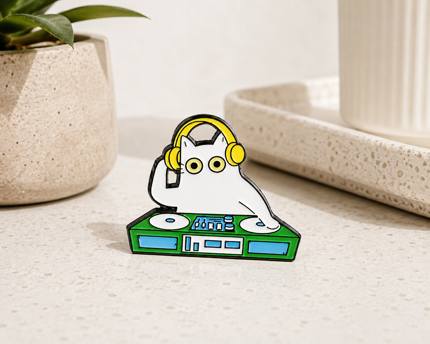DJ Cat Enamel Pin