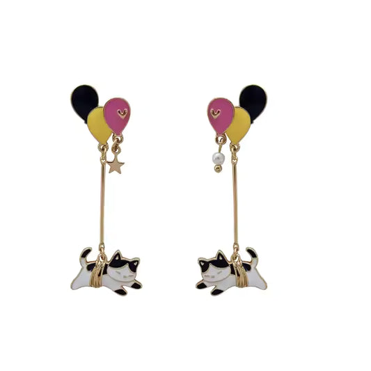Balloons and Cat Drop Earrings