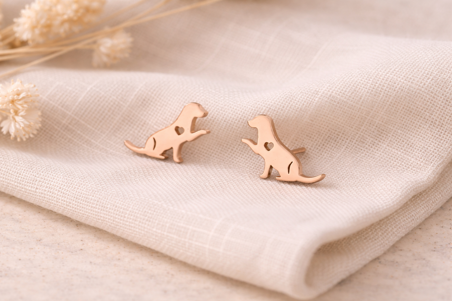 Heart Dog Stud Earrings