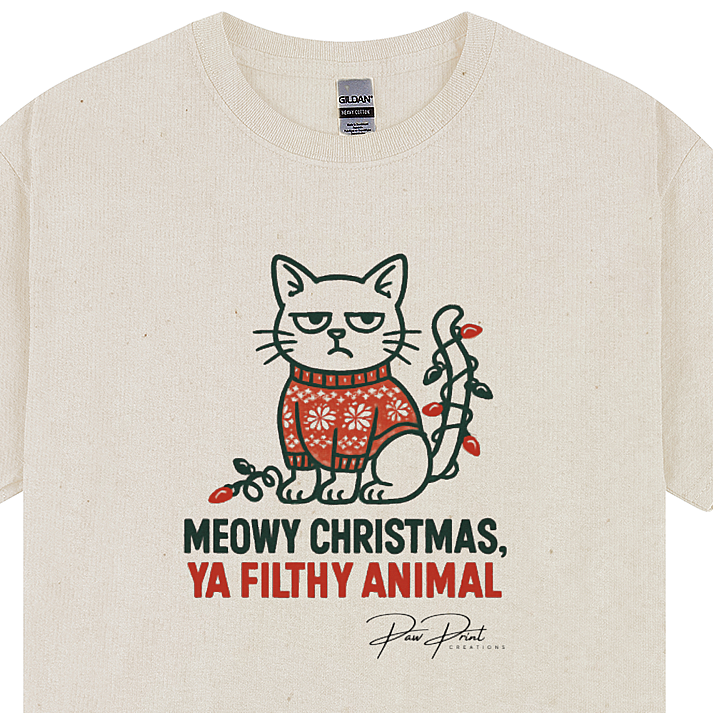 Meowy Christmas, Ya Filthy Animal - Men’s T-shirt