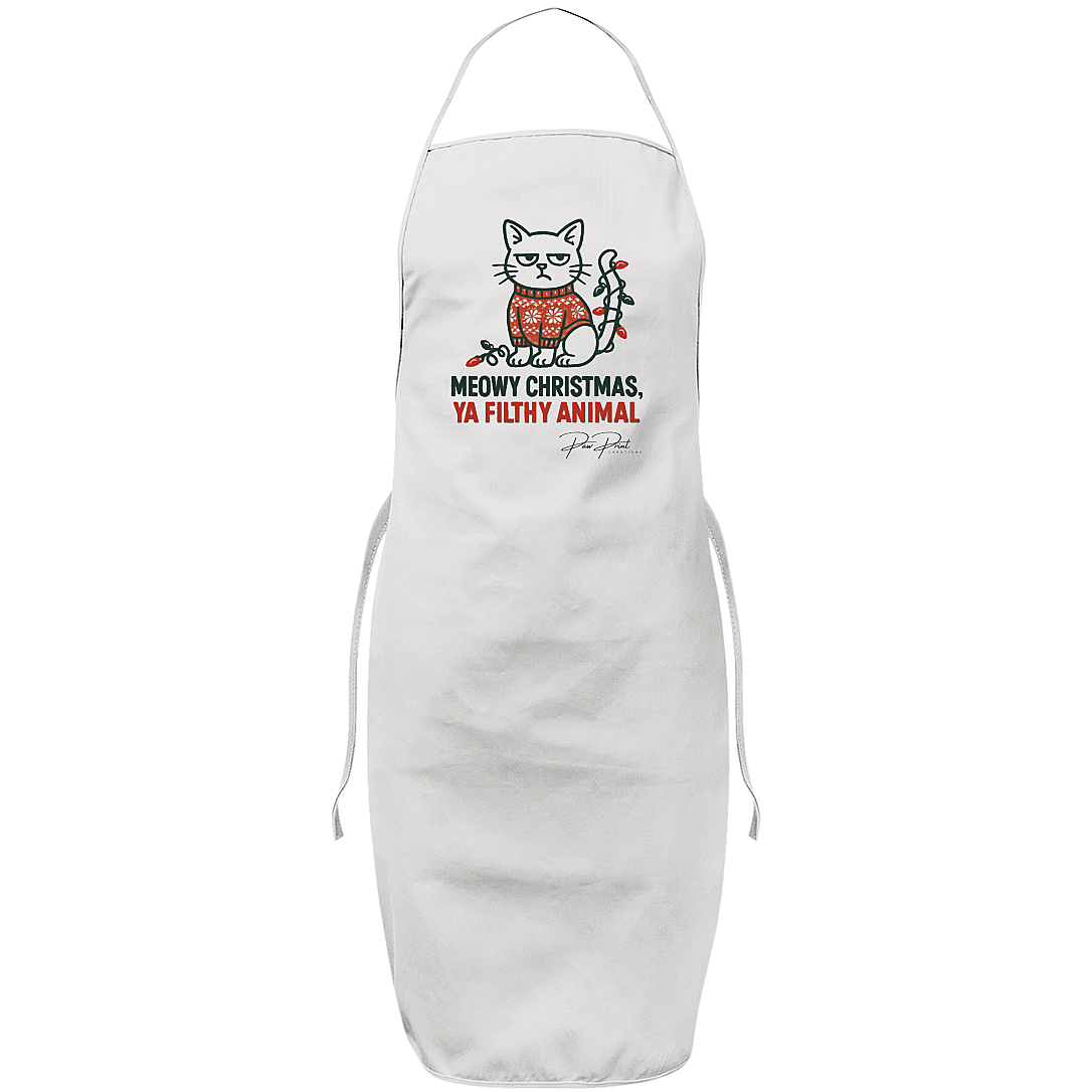 Meowy Christmas, Ya Filthy Animal - Bib Apron