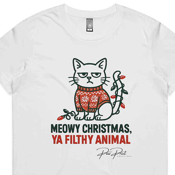 Meowy Christmas, Ya Filthy Animal - Women’s T-shirt