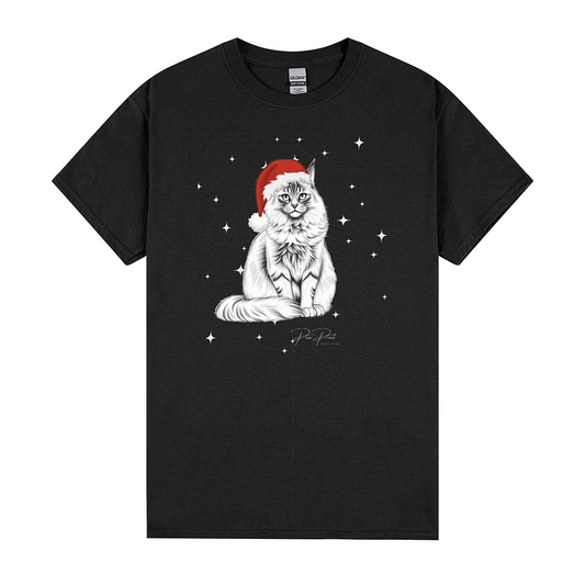 Fluffy Christmas Cat – Unisex T-shirt