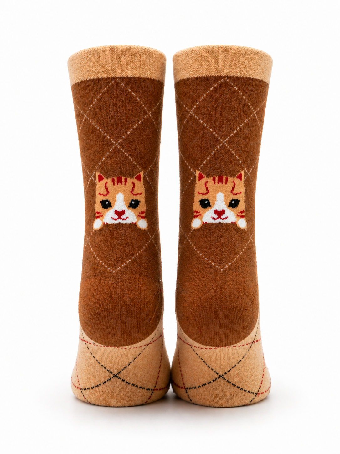 Ginger Cat Argyle Socks