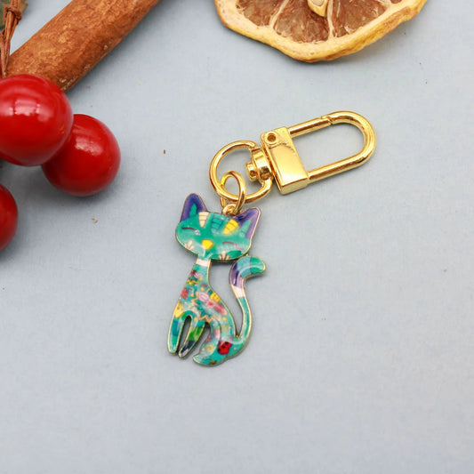 Colourful Cat Carabiner Keychain