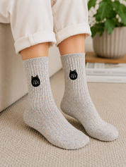 Grey Confetti Cat Socks