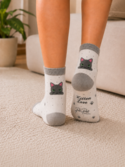Grey Peek-a-Boo Cat Socks