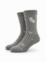 Grey White Dog Ribbed Socks