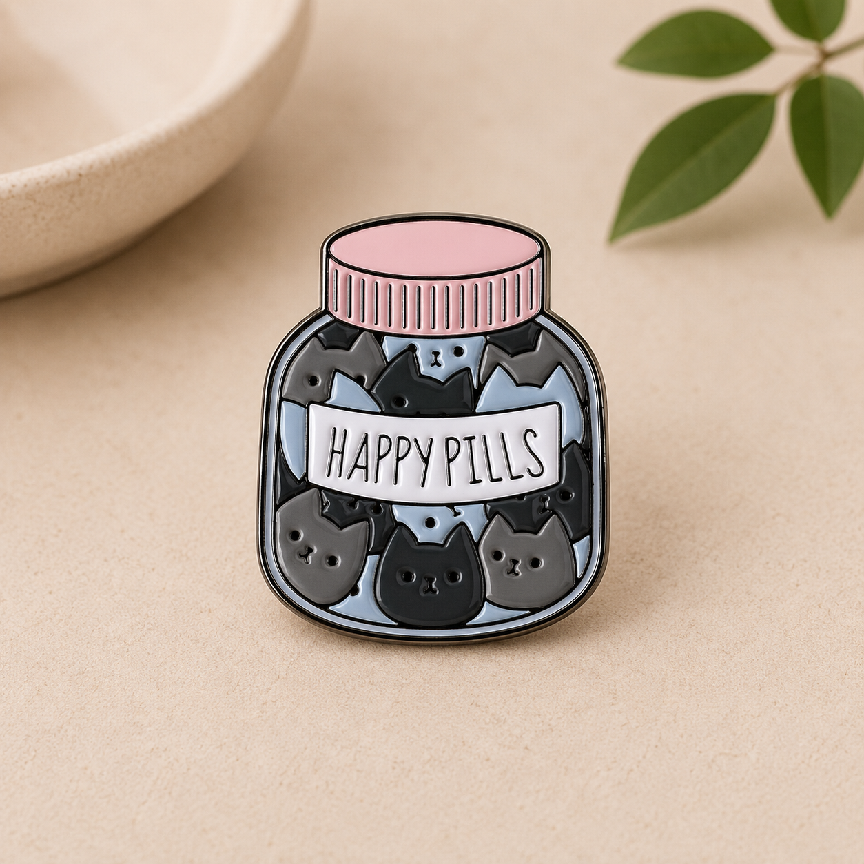 Happy Pills Cat Enamel Pin