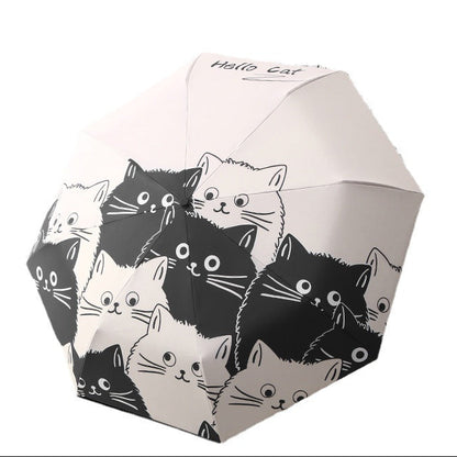 Cat Themed Travel Umbrella - Automatic Opening