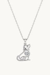Sterling Silver Heart Dog Pendant Necklace