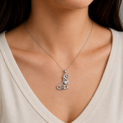 Heart Dog Pendant Sterling Silver Necklace
