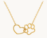 Sterling Silver Heart & Paw Print Necklace