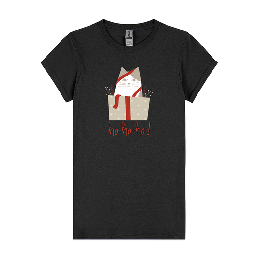 Ho Ho Ho! Grumpy Christmas Cat – Women’s T-shirt