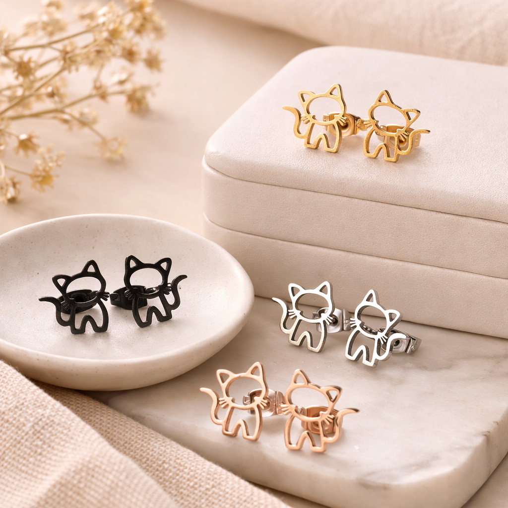 Women's Cat Outline Earrings
