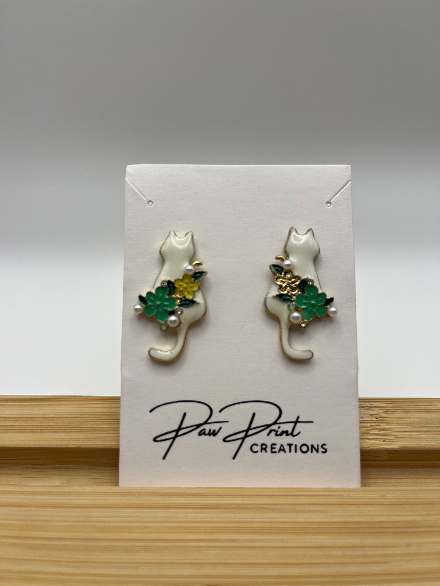 Women's Cat & Flowers Earrings