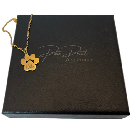 Engravable - Paw Print Pendant Necklace