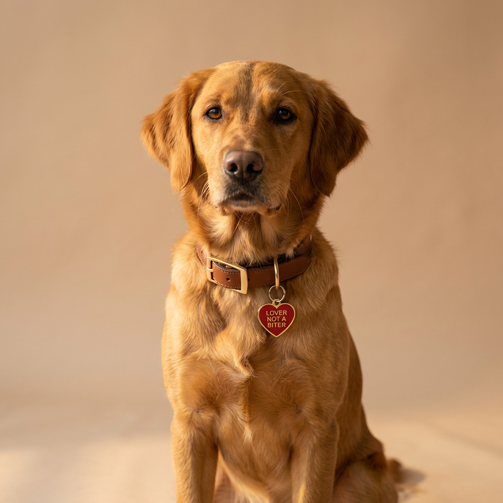 Lover Not a Biter Heart ID Tag