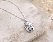 Sterling Silver Lucky Cat Moissanite Necklace