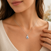 Sterling Silver Lucky Cat Moissanite Necklace