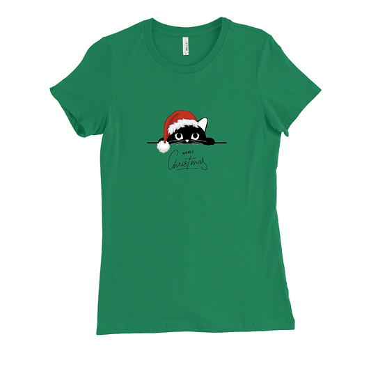 Peeking Christmas Cat - Women’s Slim Fit T-shirt