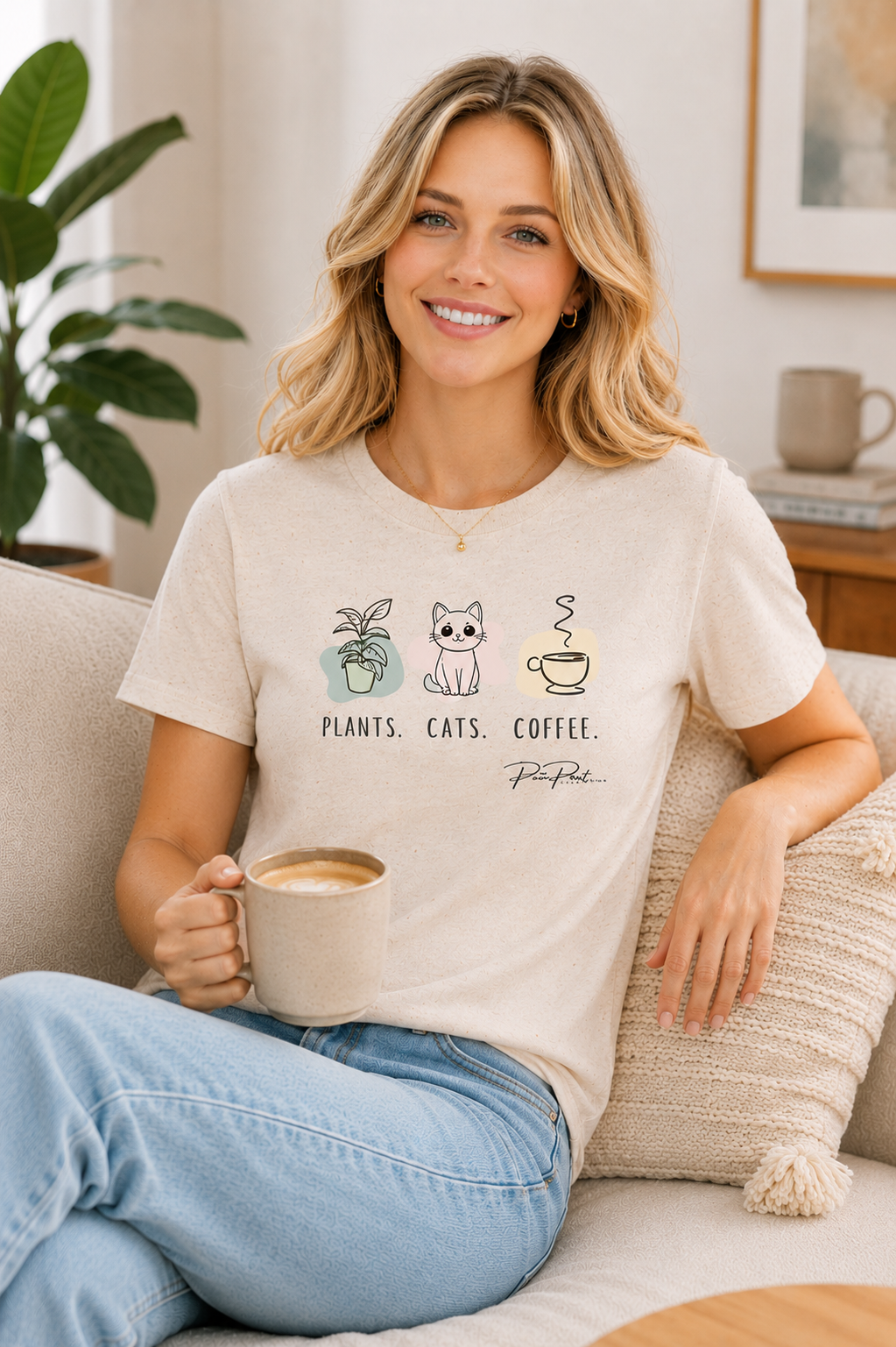 Plants, Cats, Coffee Tee