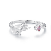Cat Touch Heart Ring