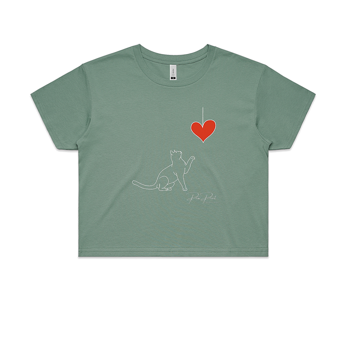 Cat Playful Heart Crop Top