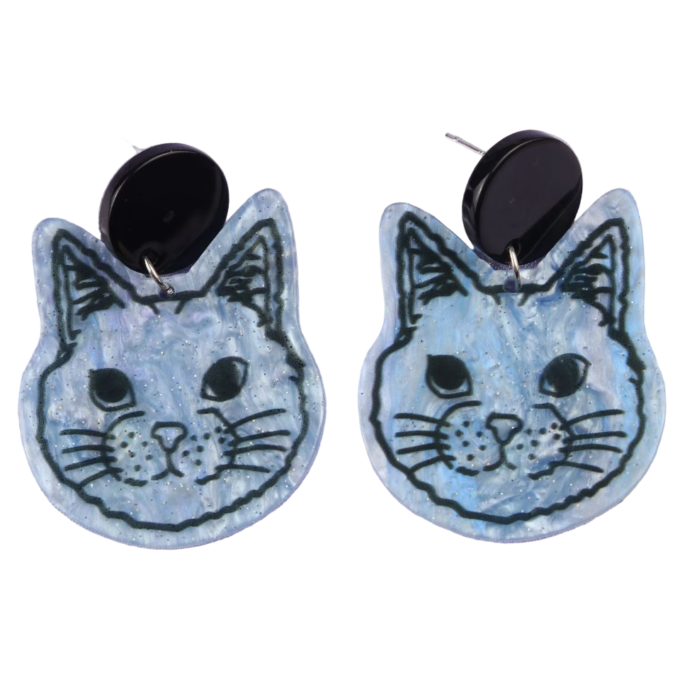 Cartoon Cat Acrylic Stud Earrings