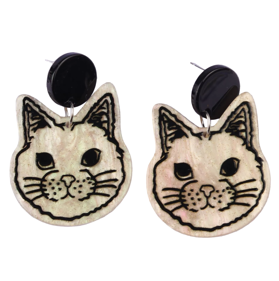 Cartoon Cat Acrylic Stud Earrings