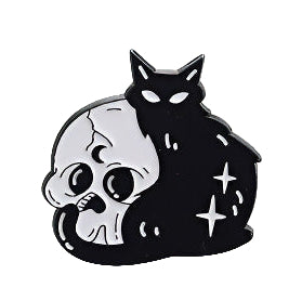 Cat & Skull Enamel Pin