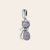 Sterling Silver Sparkling Cat Charm