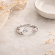 Sterling Silver Cat Heart Ring