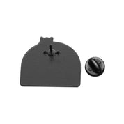 Black metal tool and round component on a white background